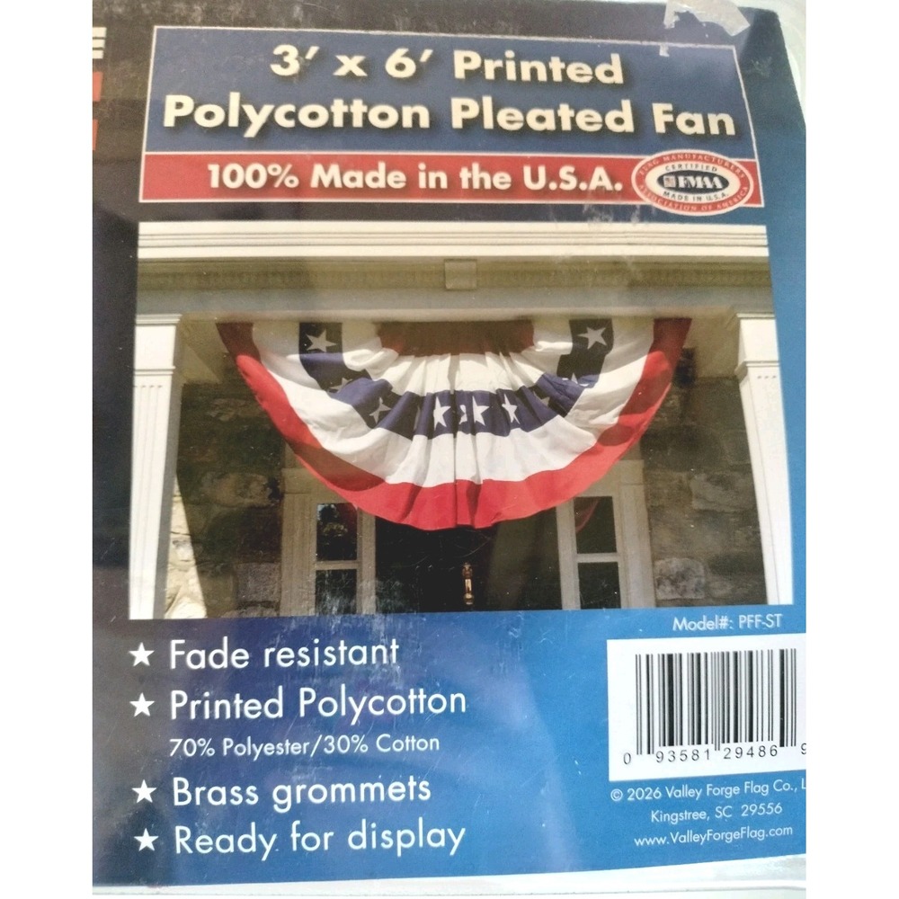 Valley Forge 3x6 American Pleated Fan Flag US Patriotic Bunting NWT 2 Pack